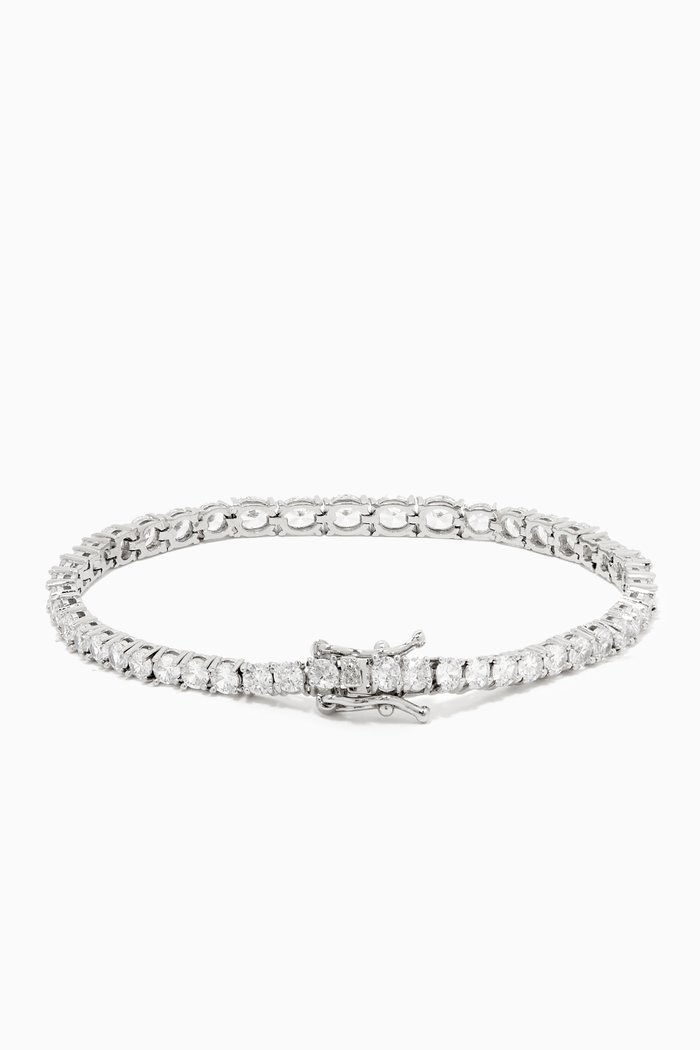 

CZ Round-cut Tennis Bracelet in Rhodium-plated Brass, Silver