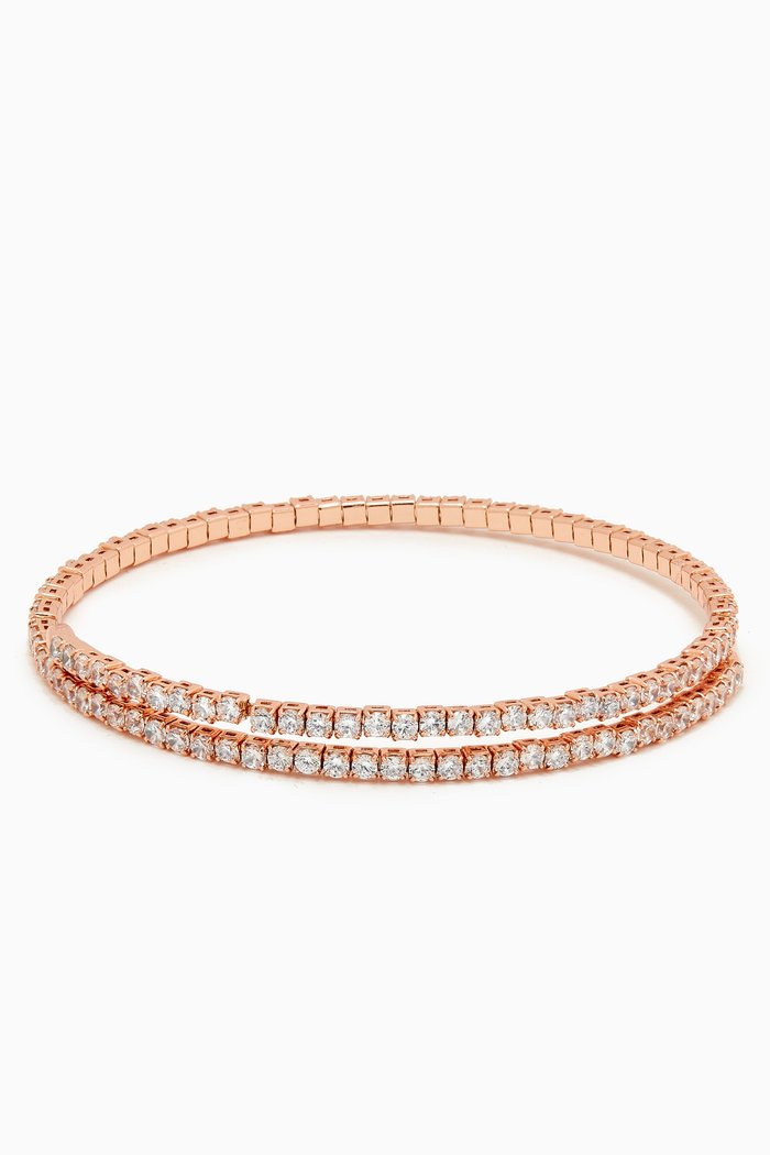 

CZ Pavé Coil Open Bracelet in Rose Gold-plated Brass, Neutral