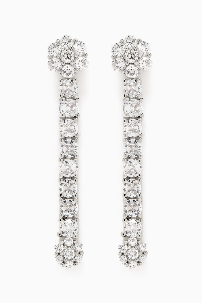 

CZ Round-cut Drop Earrings in Rhodium-plated Brass, Silver