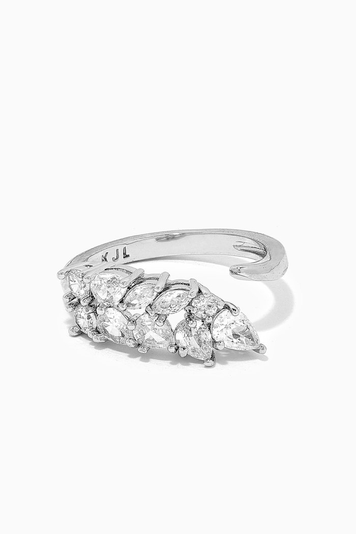 

CZ Multi-shape Cluster Open Ring in Rhodium-plated Brass, Silver