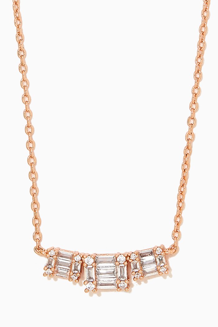 

CZ Emerald-cut Necklace & Earrings Set in Rose Gold-plated Brass