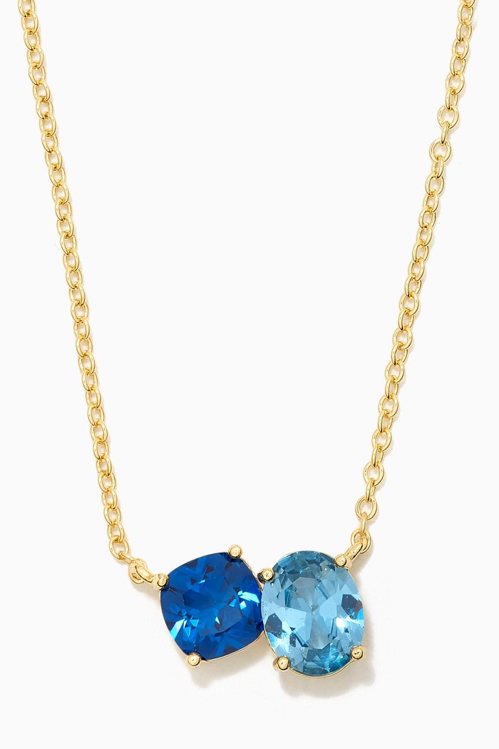 

CZ Two-stone Crystal Necklace in 14kt Gold-plated Brass, Blue