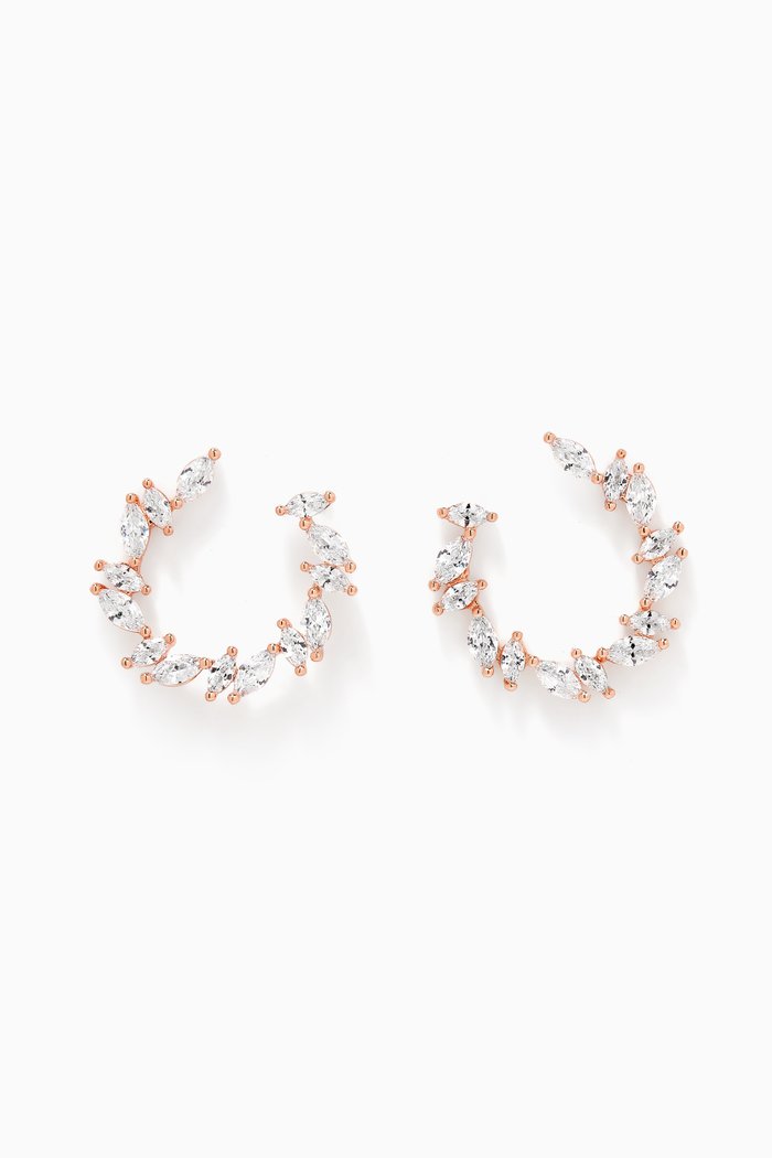 

CZ Marquise Cluster Earrings in Rose Gold-plated Brass
