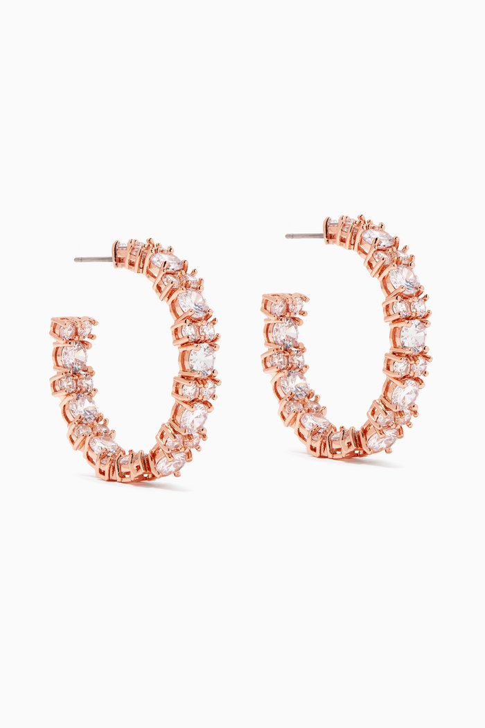 

CZ Round-cut Hoop Earrings in Rose Gold-plated Brass