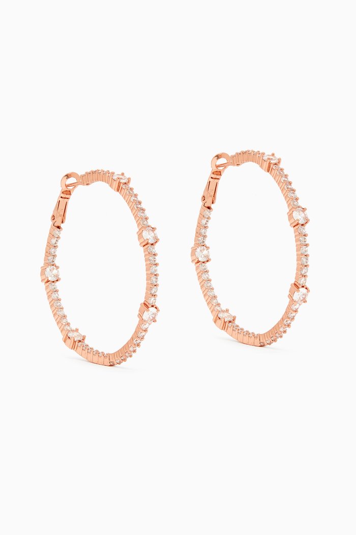 CZ Inside-out Hoop Earrings in Rose Gold-plated Brass