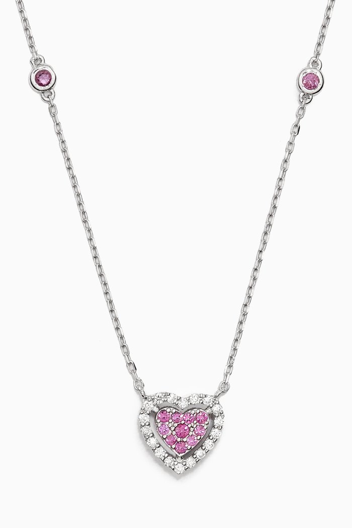 

Breast Cancer Awareness Diamond & Sapphire Necklace in 18kt White Gold, Silver