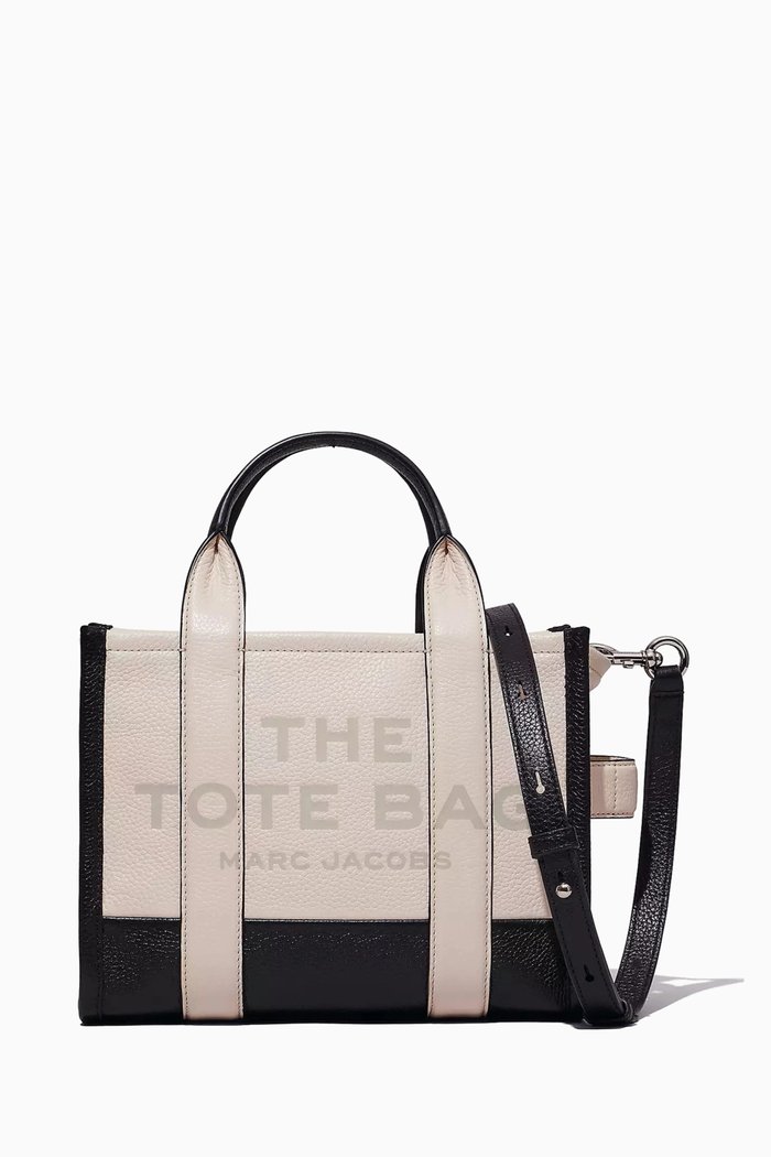 The Medium Colourblock Tote Bag in Leather, White