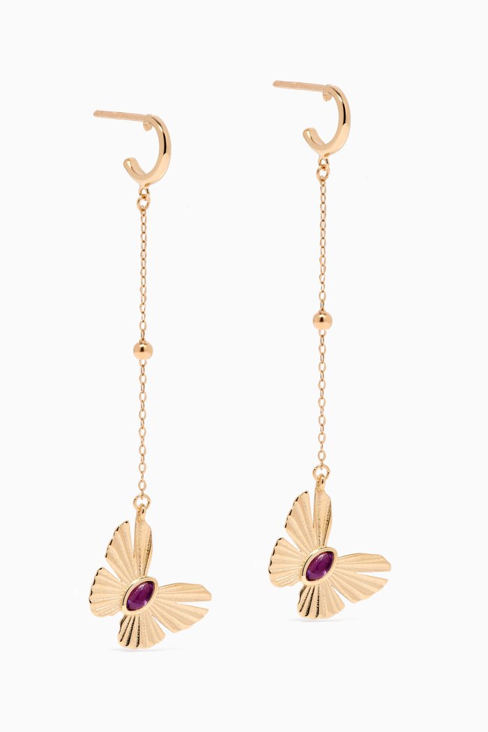 

Farfasha Sunkiss Butterfly Amethyst Drop Earrings in 18kt Gold, Yellow