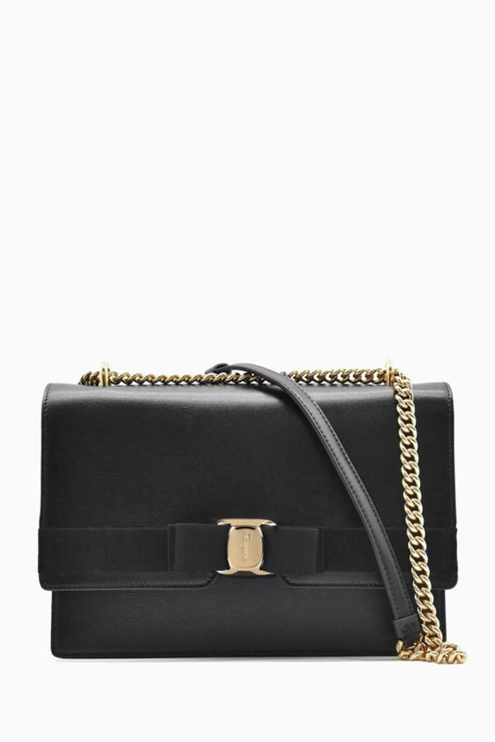 

Vara Bow Crossbody Bag in Leather, Black