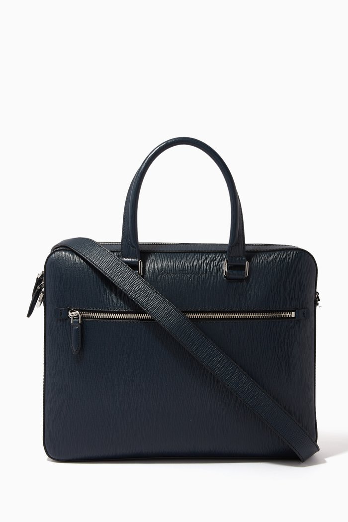 

Briefcase in Leather, Grey
