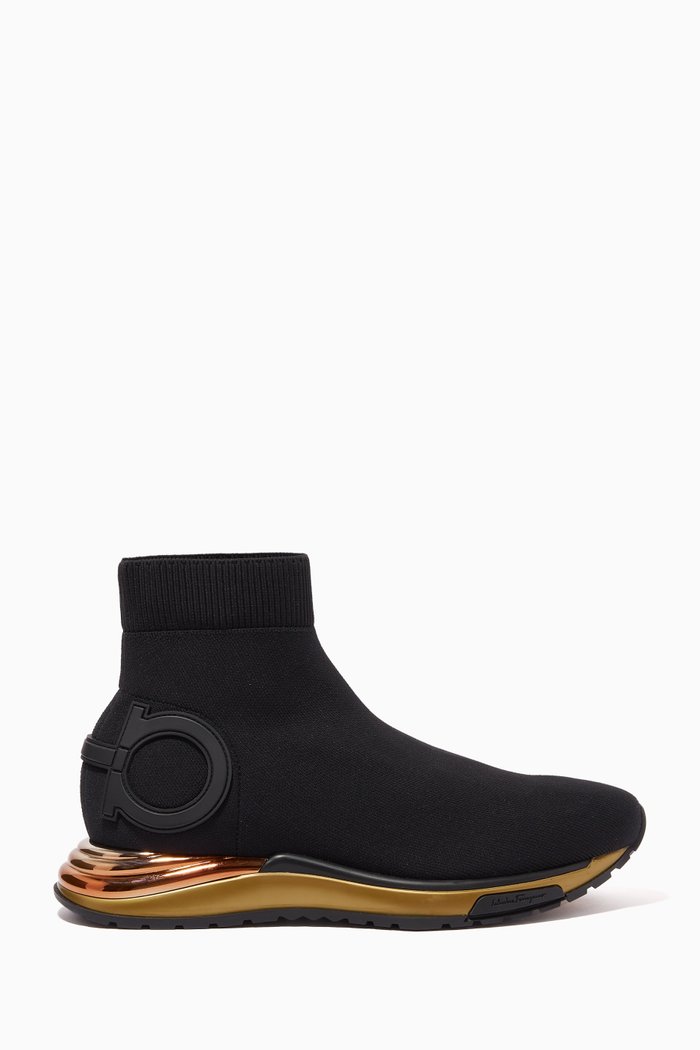 

Gancini High-top Sock Sneakers in Technical Knit, Black