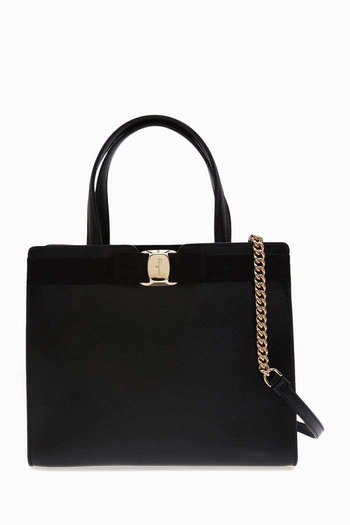 

Medium Vara Bow Top-handle Bag in Leather, Black