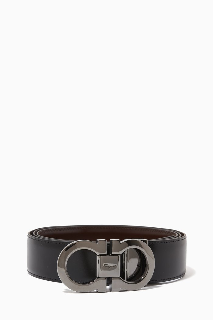 Gancini Reversible Belt in Leather, Multicolour