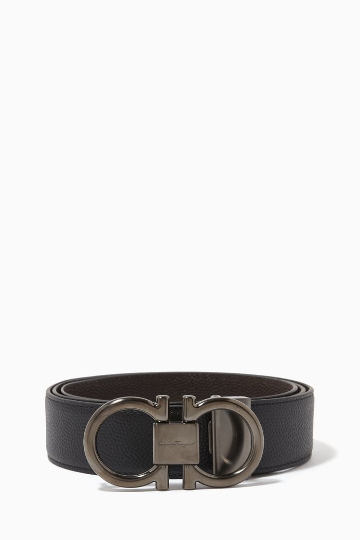 

Gancini Buckle Reversible Belt in Calf Leather, Multicolour