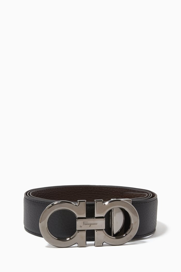 

Gancini Buckle Reversible Belt in Calf Leather, Multicolour