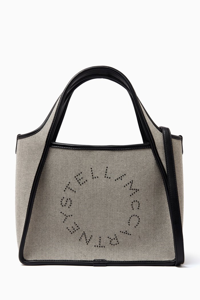 

Stella Logo Tote Bag in Canvas & Alter Nappa, Black
