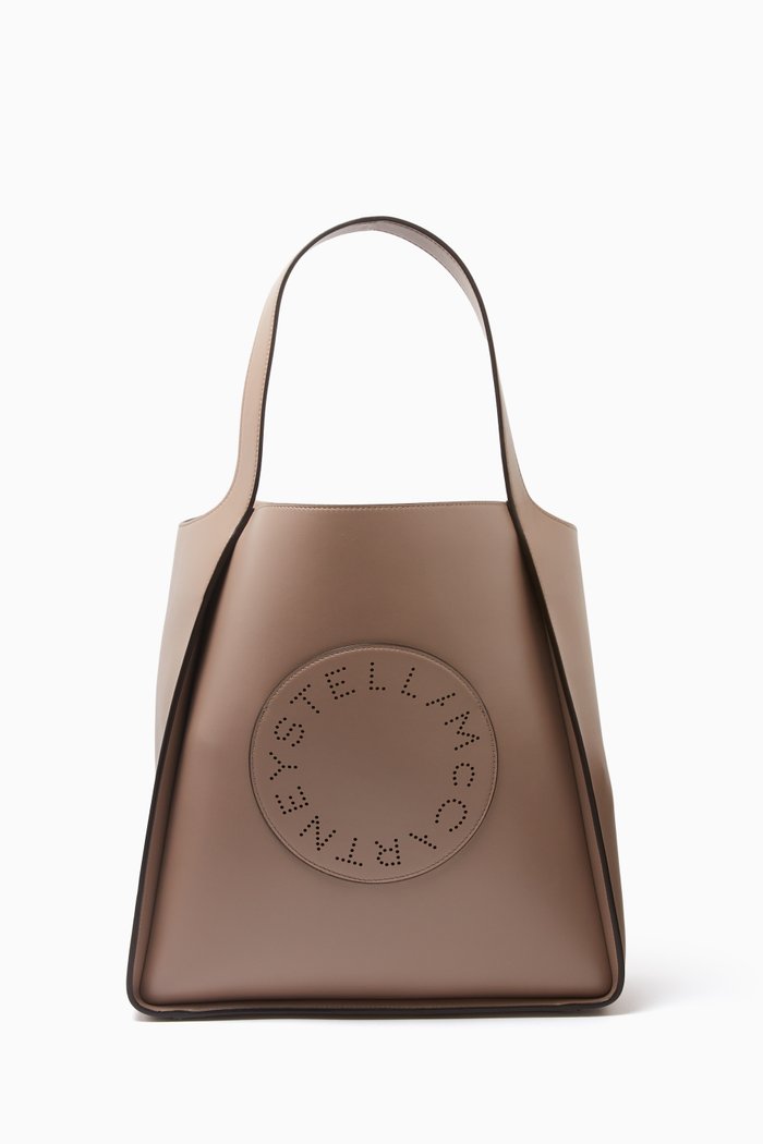 Stella Logo Large Tote Bag in Eco-alter Nappa, Grey