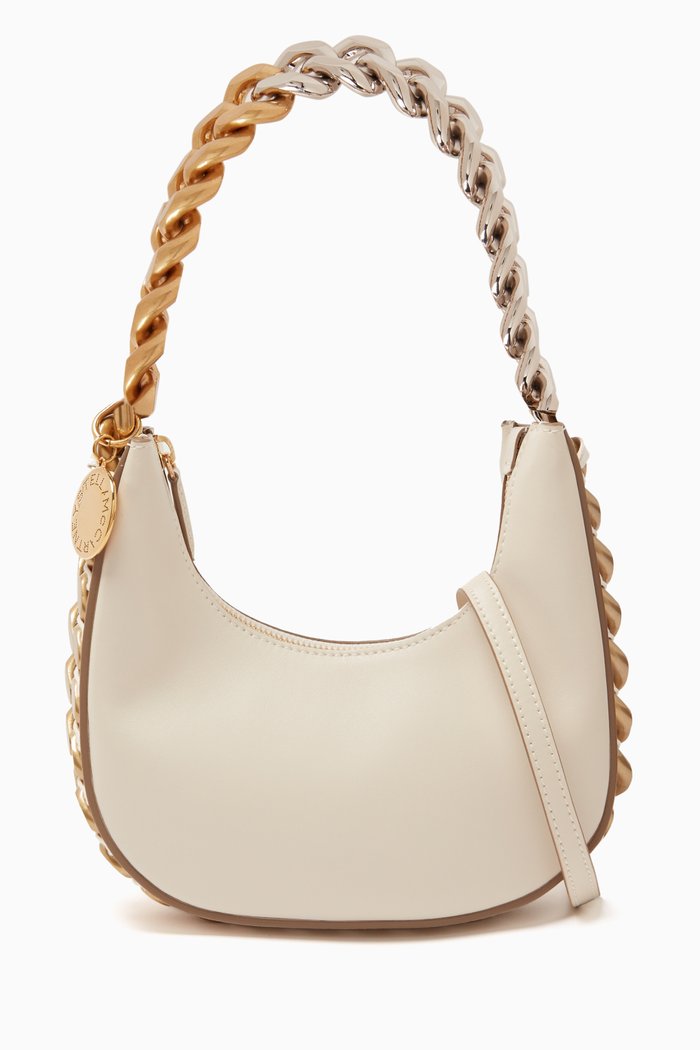

Small Frayme Shoulder Bag in Faux Leather, White