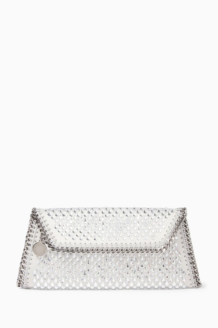 

Falabella Clutch in Crystal Mesh Satin, Silver