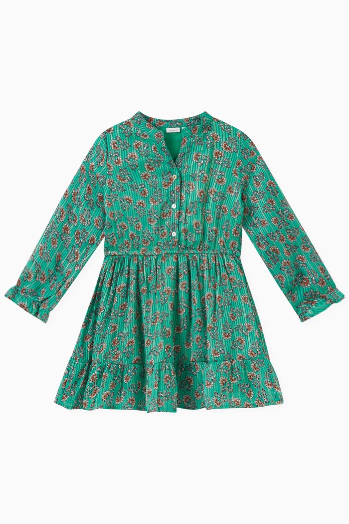 

Floral Dress in Polyester, Green