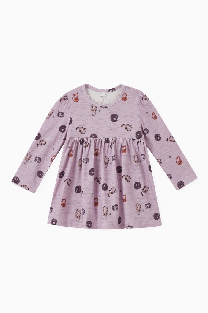 

Cat Dress in Organic Cotton, Purple