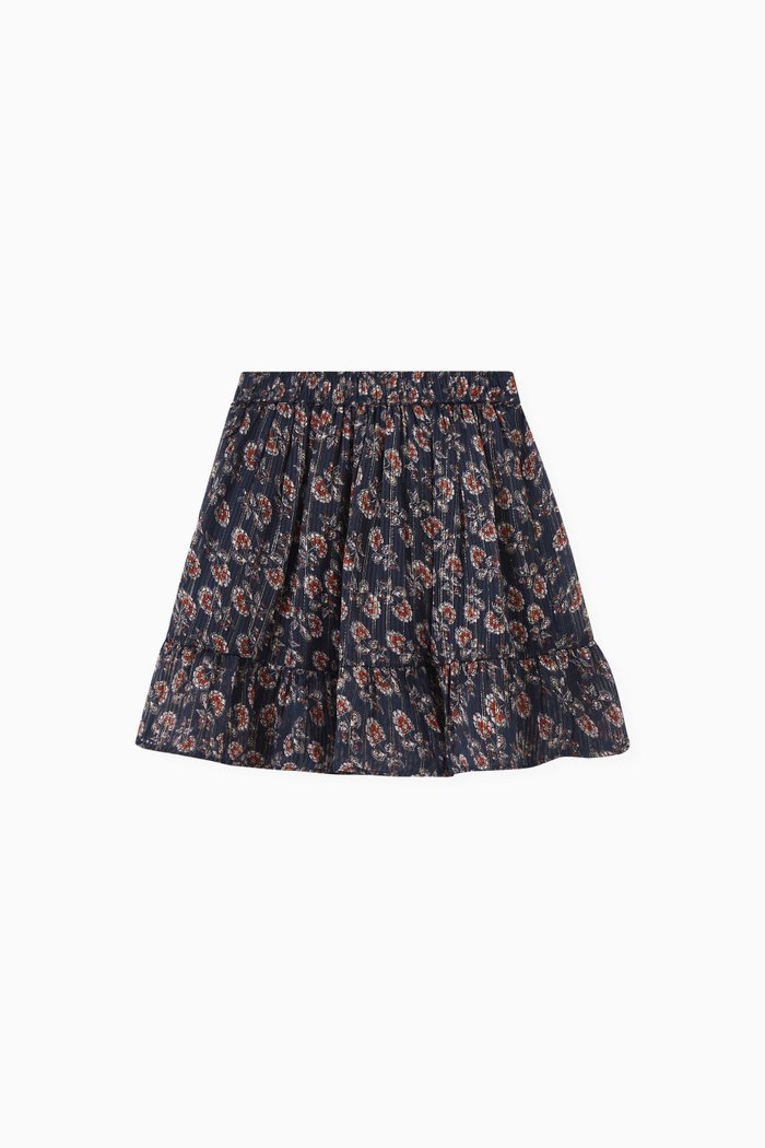 

Floral Skirt in Polyester, Blue