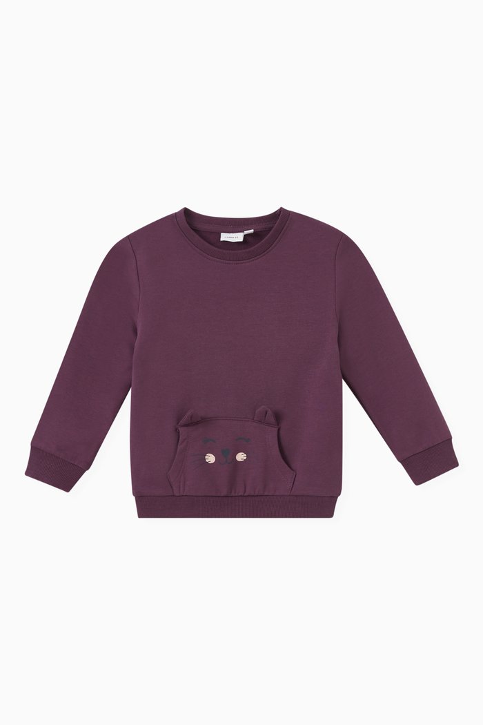 

Cat Sweatshirt in Organic Cotton, Purple