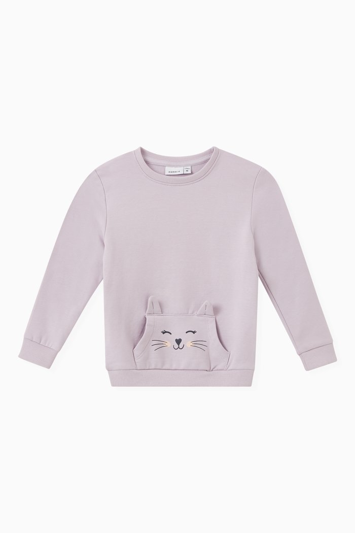 

Cat Sweatshirt in Organic Cotton, Purple