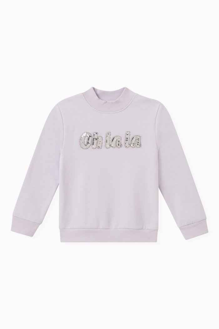 

Sequined Sweatshirt in Cotton & Polyester, Purple