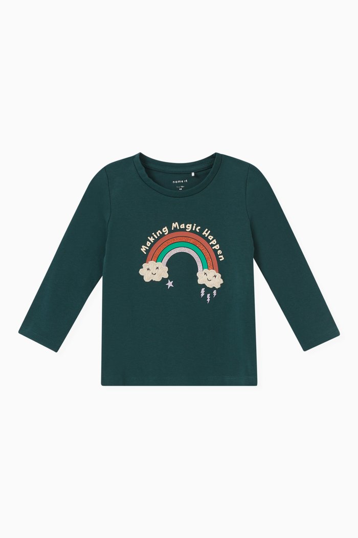 Rainbow Top in Organic Cotton, Green