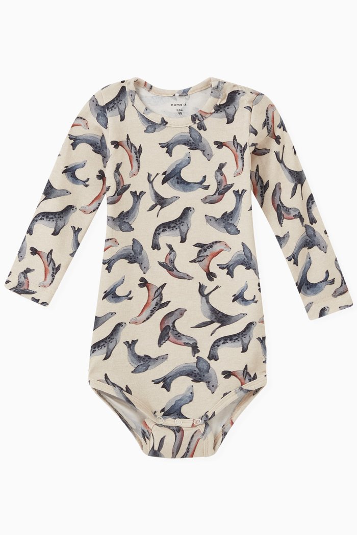 

Animal Bodysuit in Organic Cotton-blend, Neutral