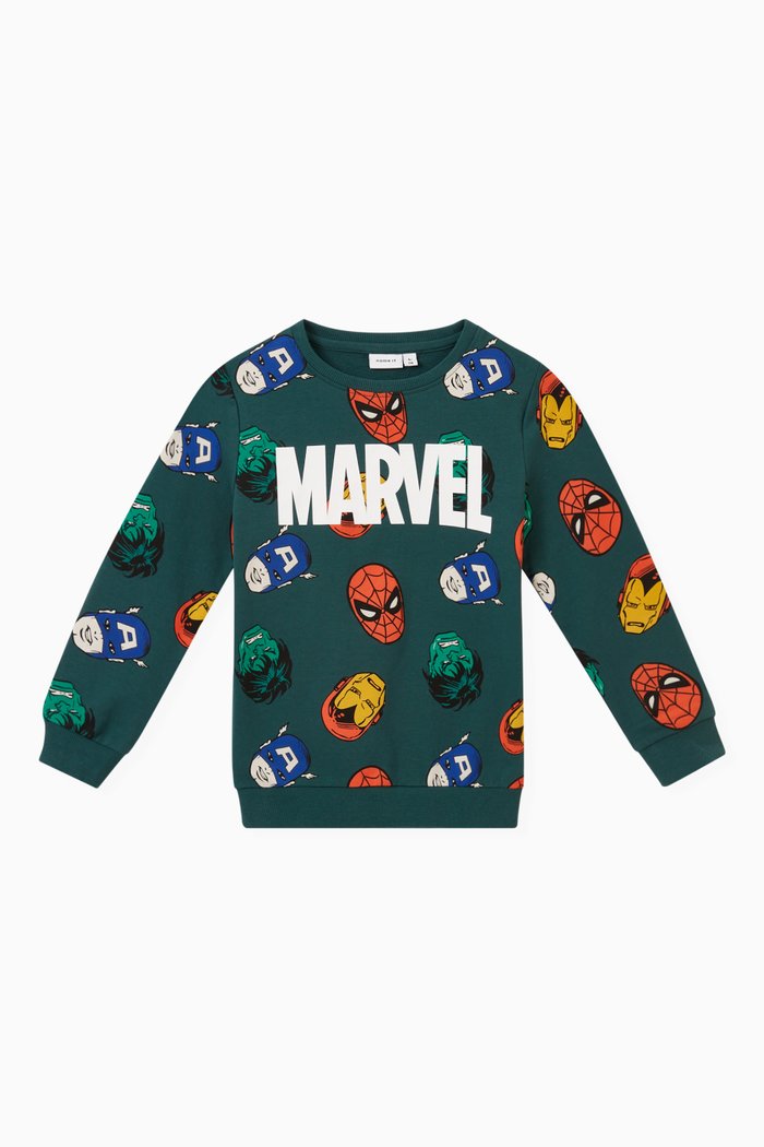 

Marvel Print Sweatshirt in Cotton, Green