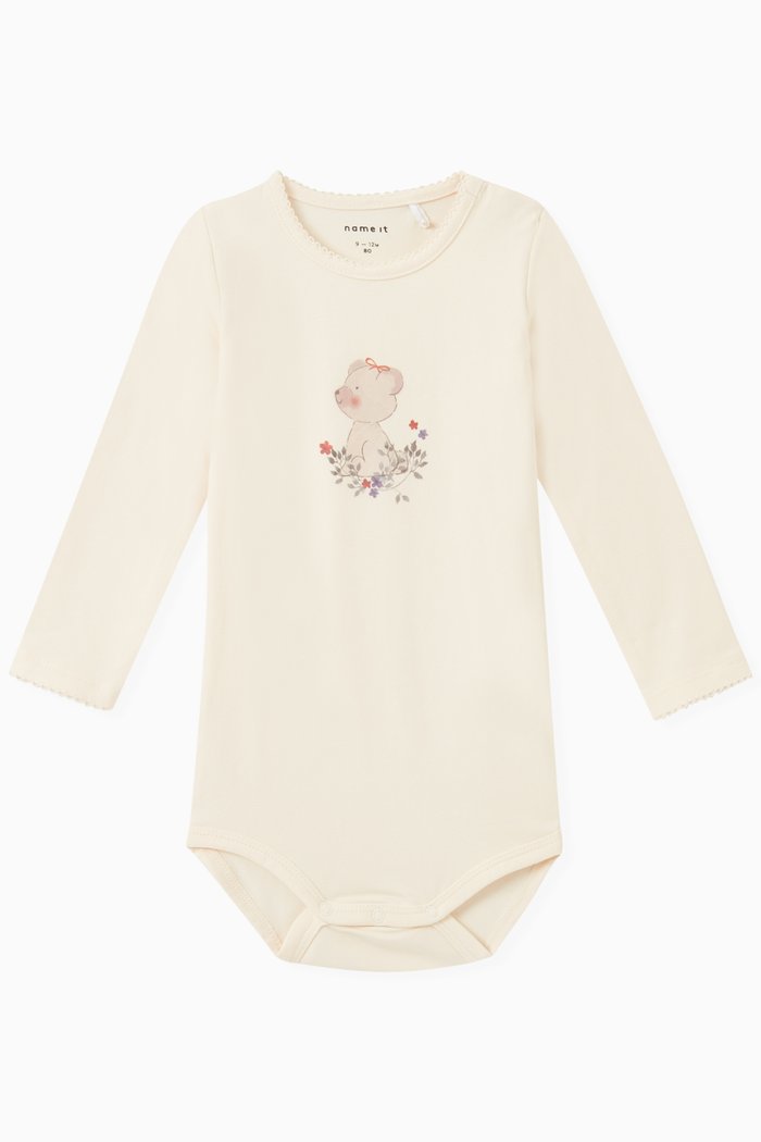 

Teddy Bear Bodysuit in Cotton, Neutral
