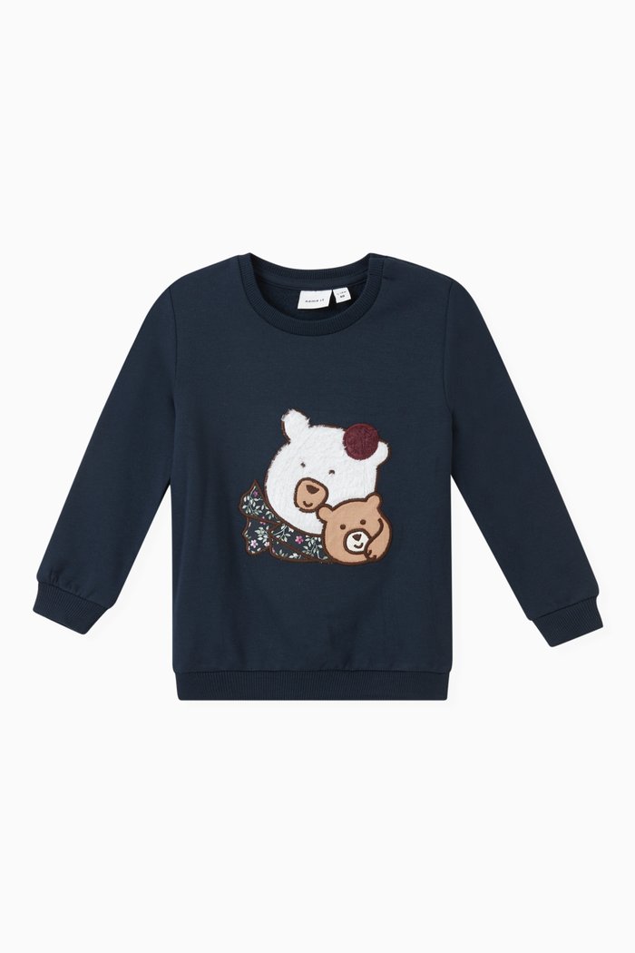 

Teddy Bear Sweatshirt in Modal, Blue