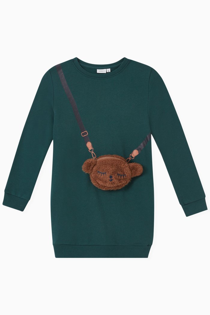 Bag Teddy Sweat Dress in Organic Cotton, Green