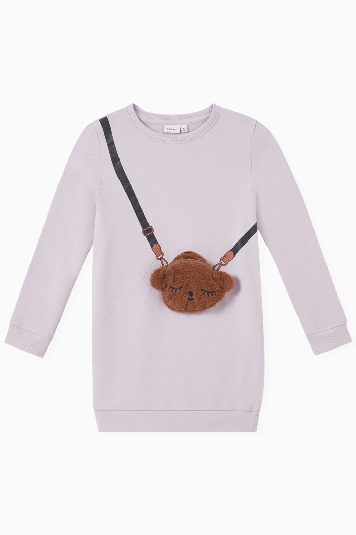 Bag Teddy Sweat Dress in Organic Cotton, Purple