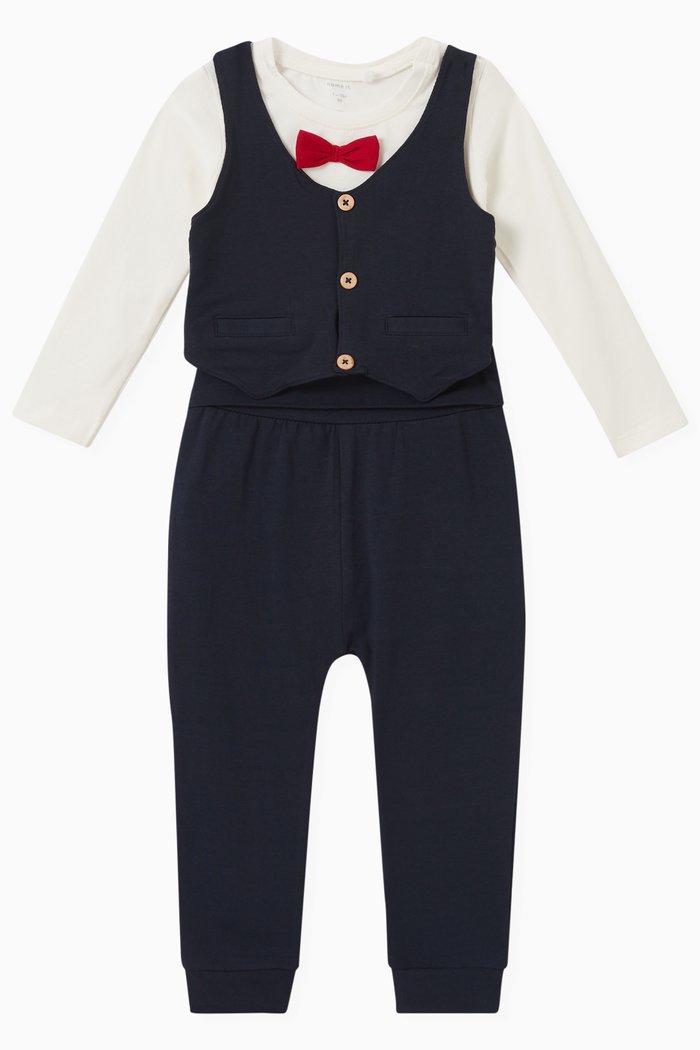 

Festive Bodysuit Set in Organic Cotton, Blue