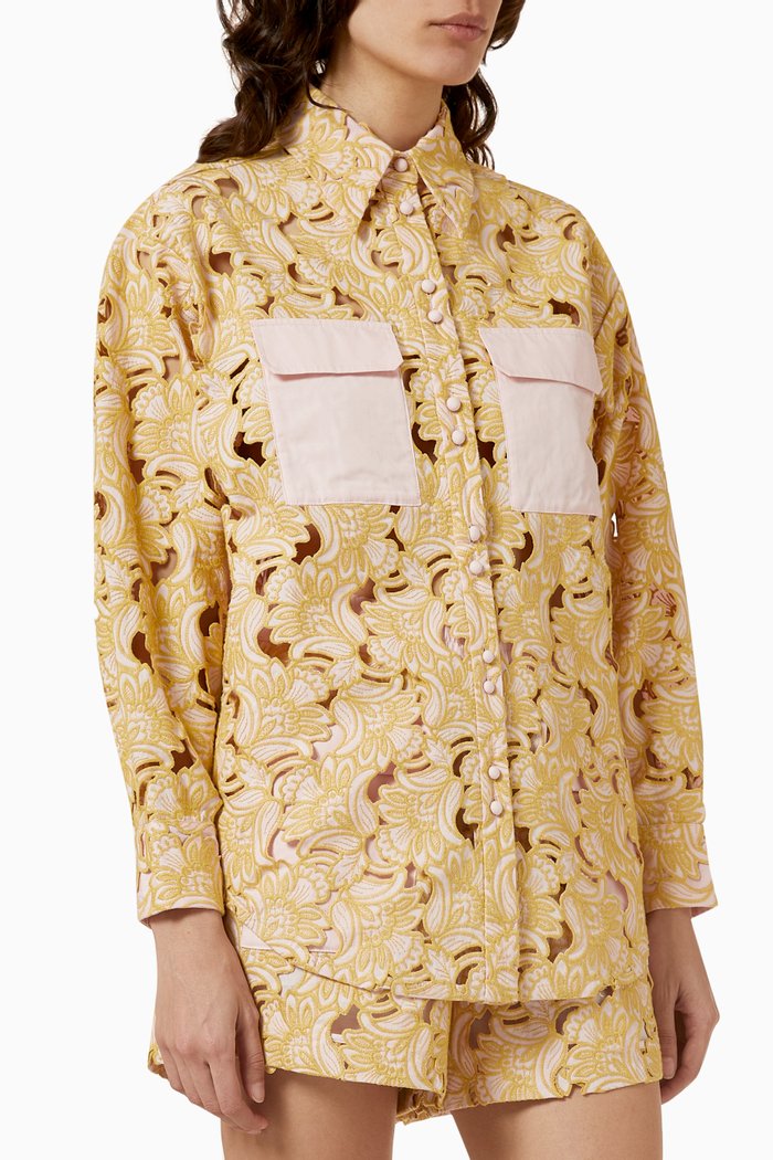 

Anthea Broderie Shirt in Cotton, Pink