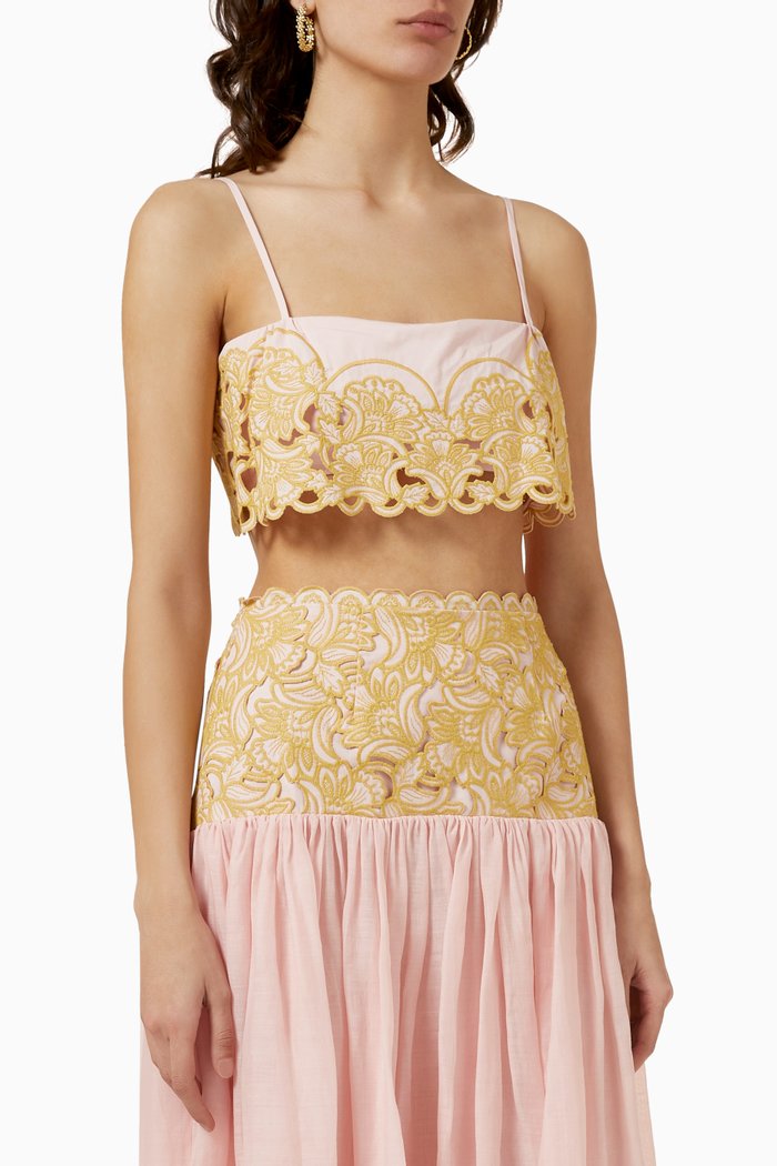 

Anthea Broderie Crop Top in Cotton, Pink