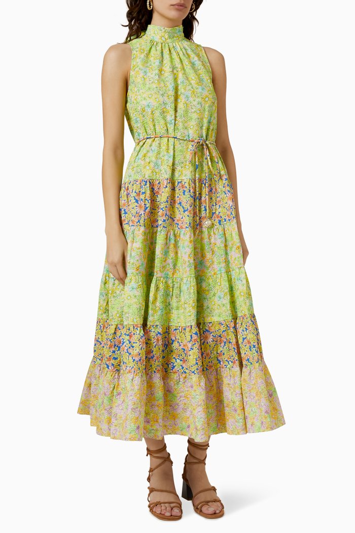 

Daisy Spliced Midi Dress in Cotton, Multicolour