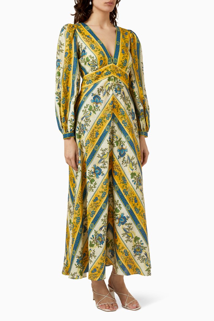 

Quinn Midi Dress in Linen, Multicolour