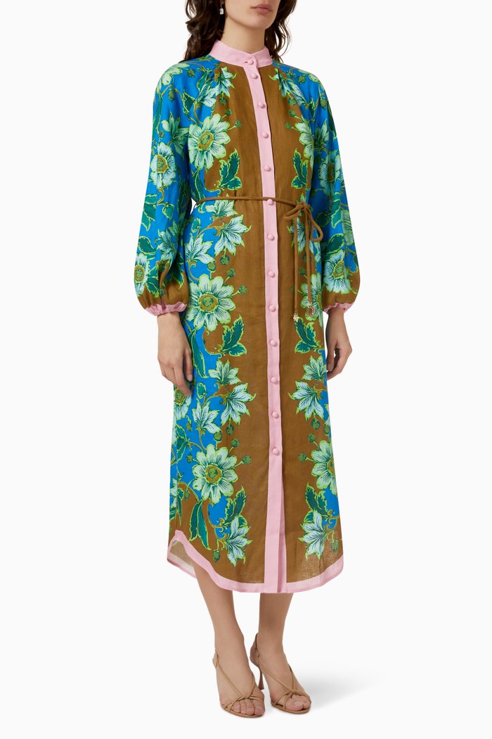 

Winnie Shirt Dress in Linen, Blue