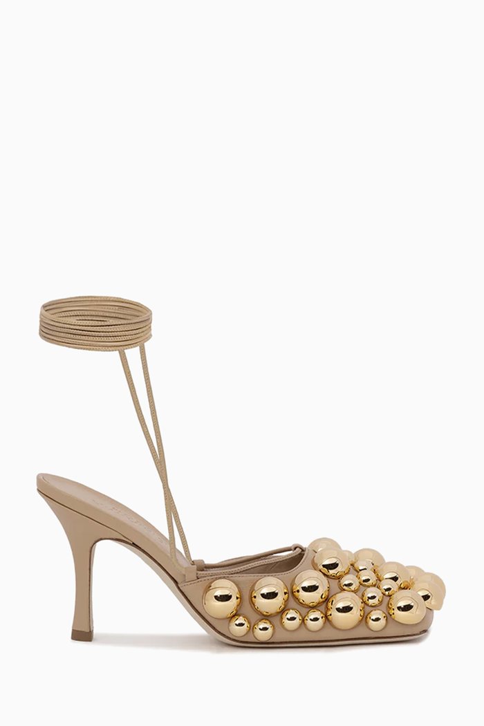 

Ursula Embellished 80 Sandals in Leather, Gold