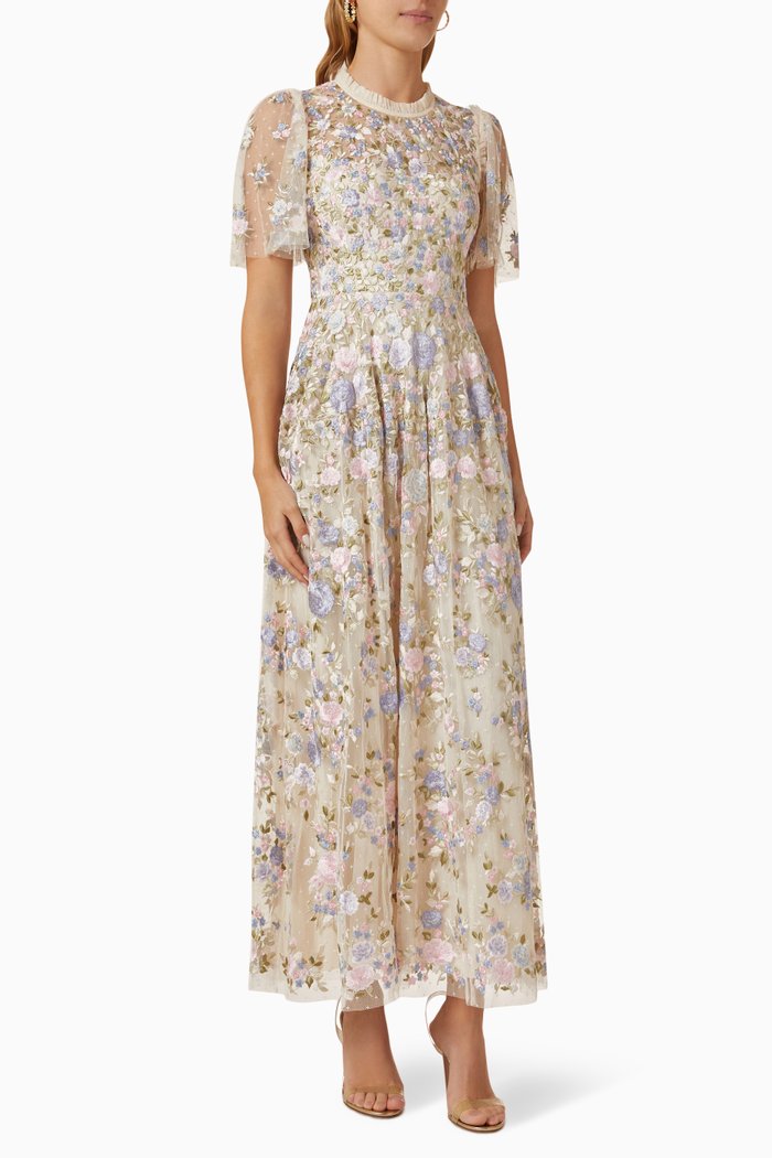 

Rose Dream Embroidered Gown in Tulle, Neutral