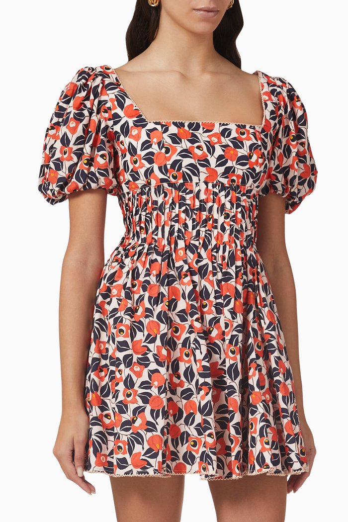 Caramelo Mini Dress in Cotton-poplin, Red