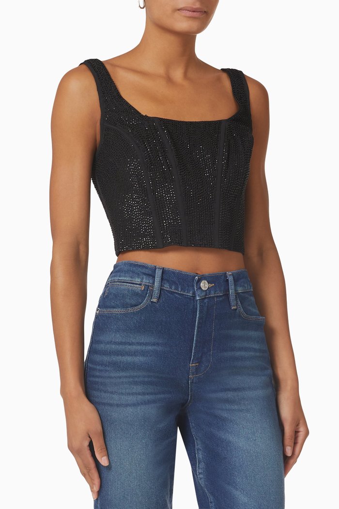 

Beaded Corset Top, Black