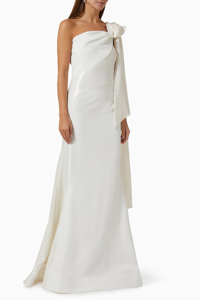 

Sequin-embellished Maxi Dress, White