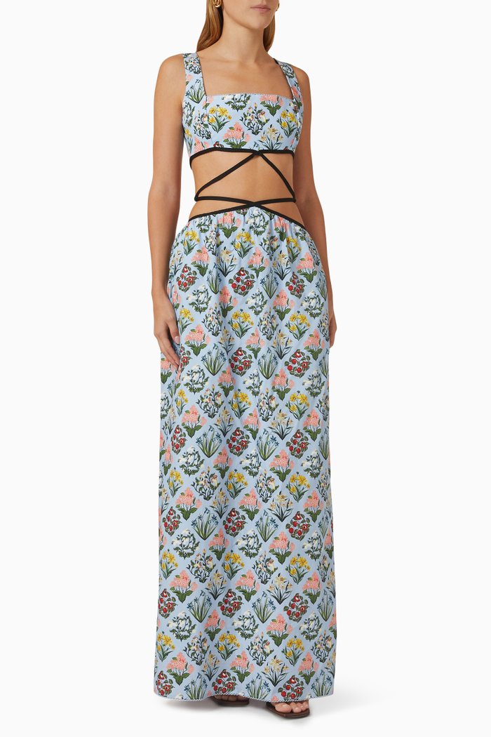

Peonia Cut-out Maxi Dress in Cotton-poplin, Blue