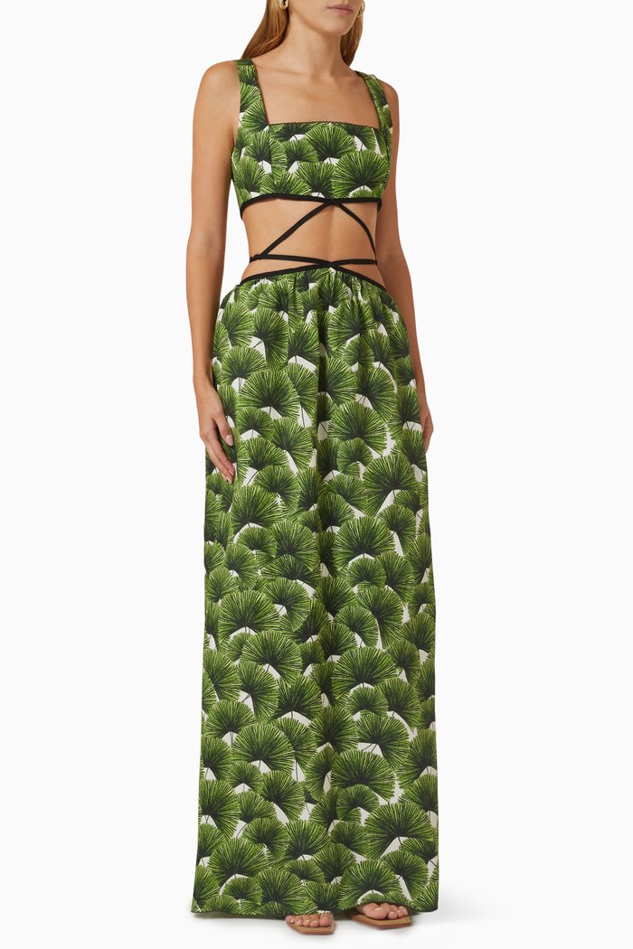 

Peonia Cut-out Maxi Dress in Cotton-poplin, Green