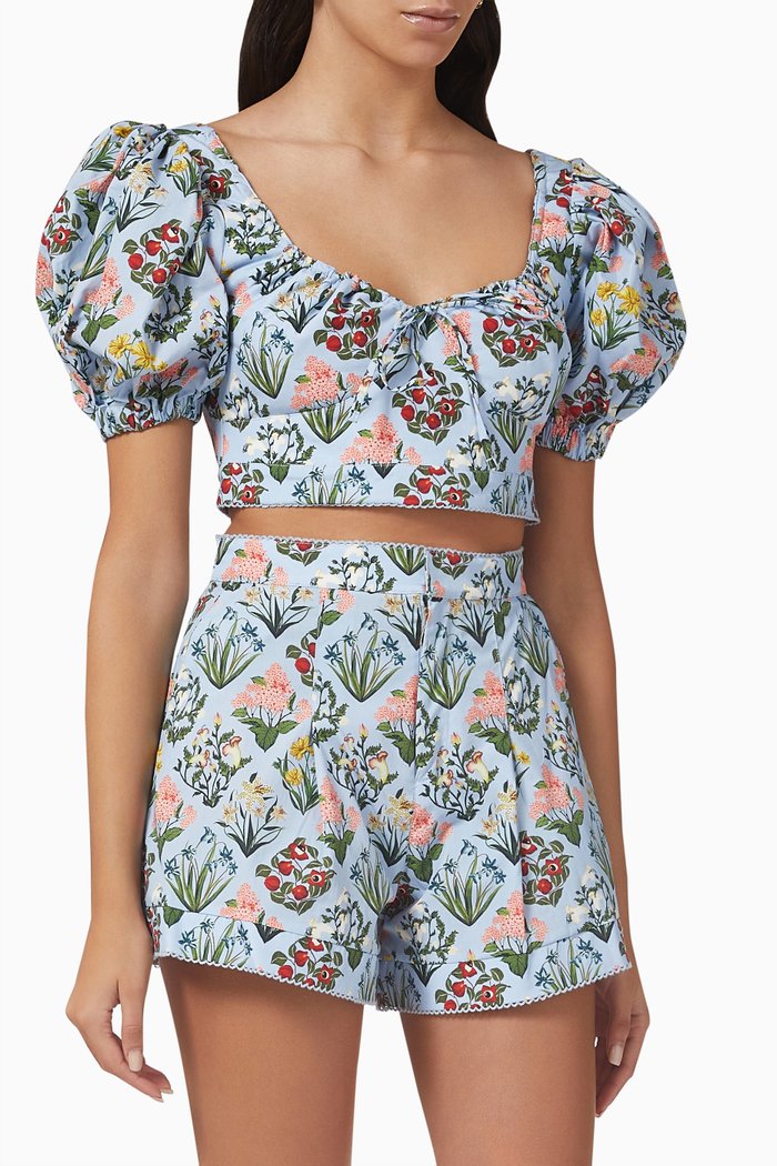 

Palmarosa Crop Top in Cotton-poplin, Blue